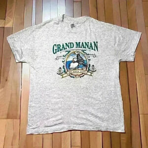 VTG 1980s Hanes Made in USA  Single Stitch Grand Manna Sea T-shirt Grey Large